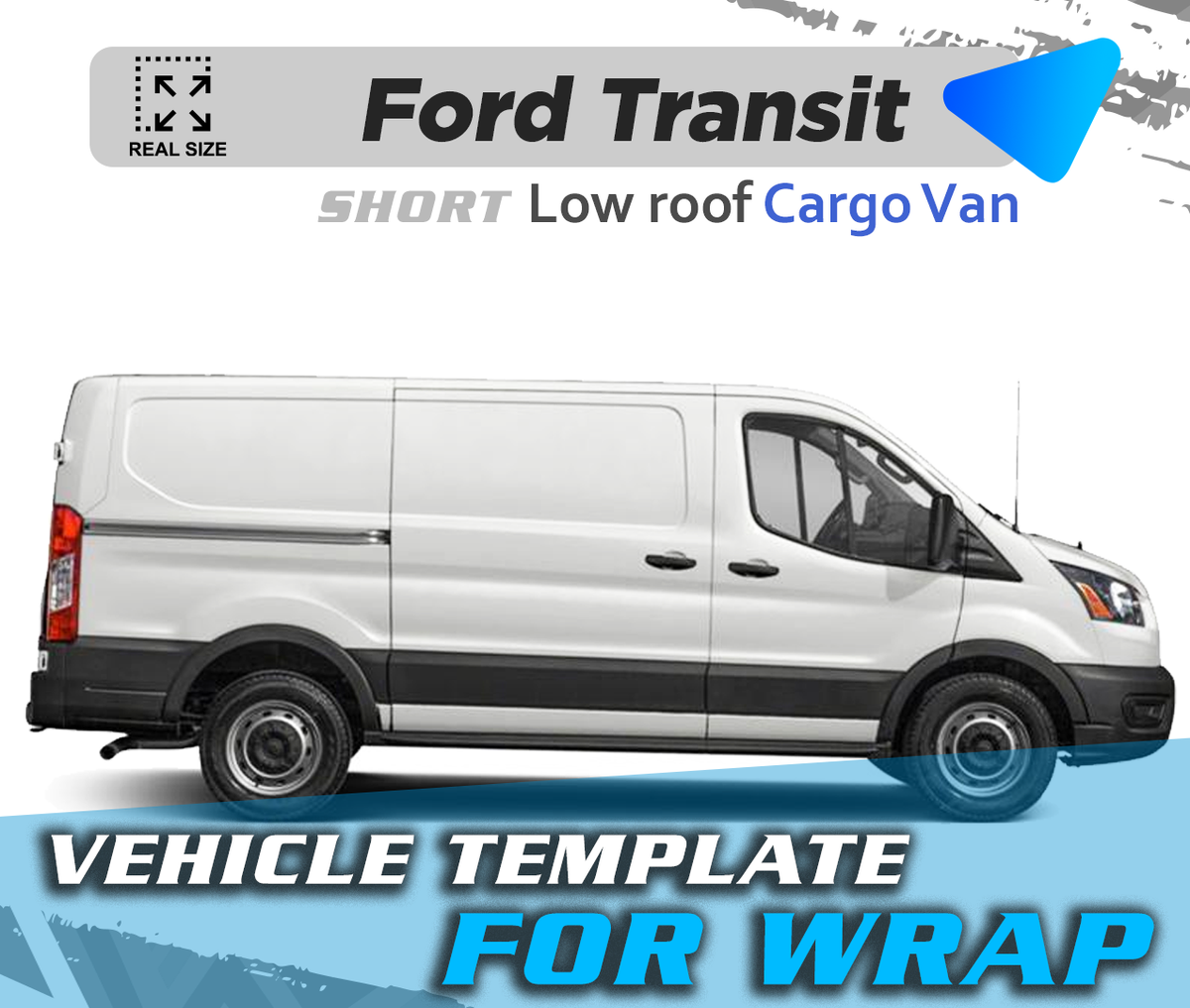 VEHICLE TEMPLATE FOR WRAP FORD TRANSIT SHORT LOW ROOF. SOLUTIONPRINT LLC