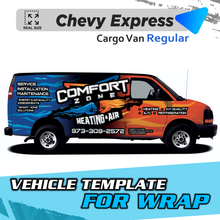 VEHICLE TEMPLATE FOR WRAP CHEVY EXPRESS CARGO VAN