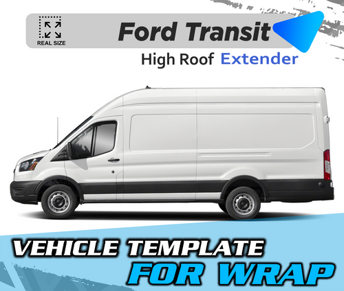 VEHICLE TEMPLATE FOR WRAP FORD TRANSIT HIGH ROOF EXTENDER