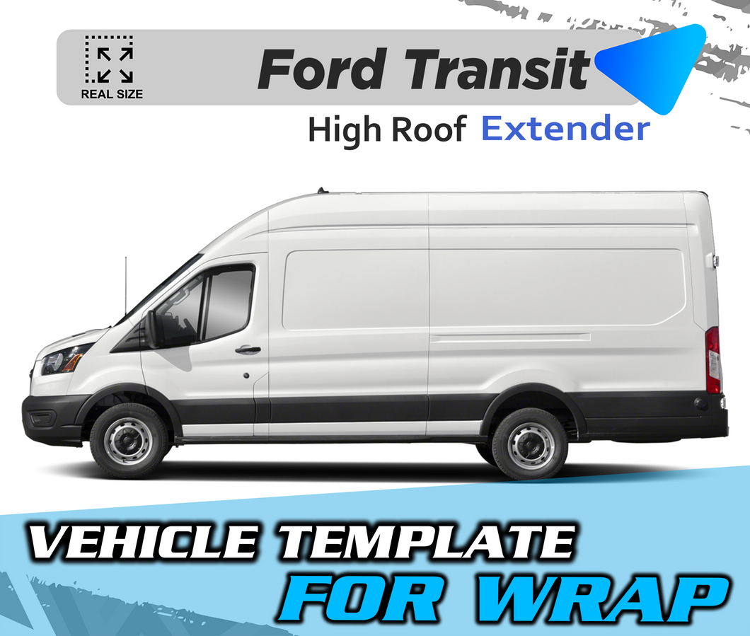 VEHICLE TEMPLATE FOR WRAP FORD TRANSIT HIGH ROOF EXTENDER