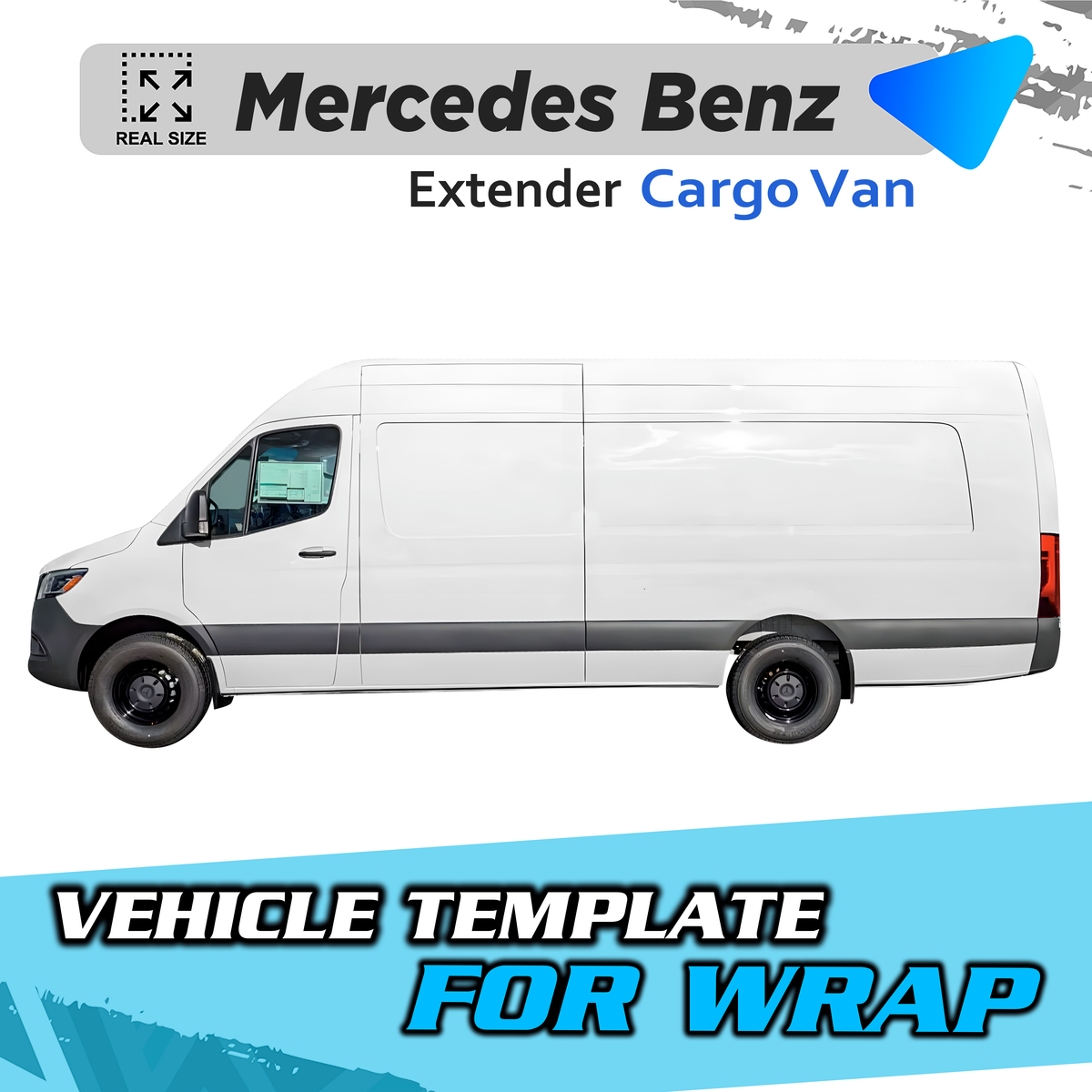 VEHICLE TEMPLATE FOR WRAP MERCEDES BENZ SPRINTER EXTENDER CARGO VAN ...