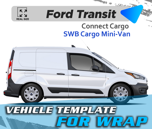 VEHICLE  TEMPLATE FOR WRAP FORD TRANSIT CONNETS