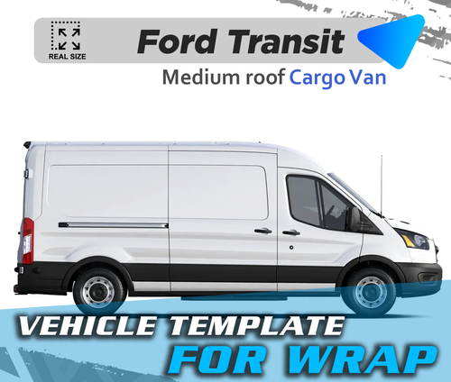 VEHICLE  TEMPLATE FOR WRAP FORD TRANSIT MEDIUM ROOF