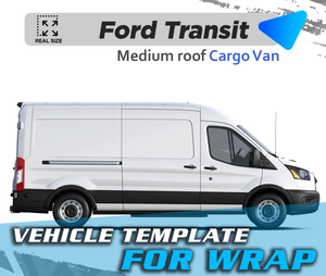 VEHICLE  TEMPLATE FOR WRAP FORD TRANSIT MEDIUM ROOF