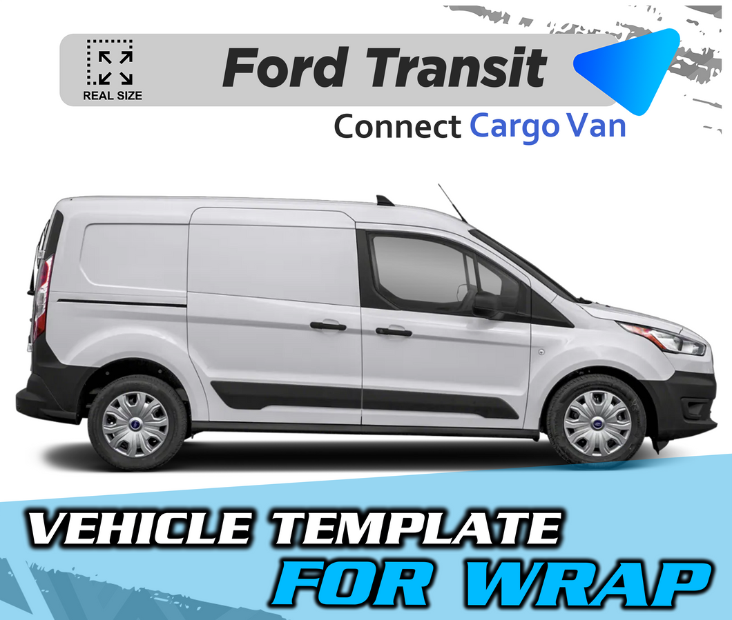 VEHICLE  TEMPLATE FOR WRAP FORD TRANSIT CONNECT XL