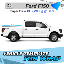 VEHICLE TEMPLATE FOR WRAP FORD F150 SUPER CREW  BED 5'5  1:1 Scale