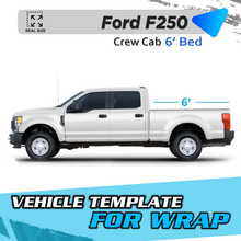VEHICLE TEMPLATE FOR WRAP FORD F250 CREW CAB BED 6'