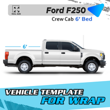 VEHICLE TEMPLATE FOR WRAP FORD F250 CREW CAB BED 6'