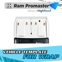 VEHICLE TEMPLATE FOR WRAP RAM PROMASTER HIGH ROOF SHORT 1:1 Scale