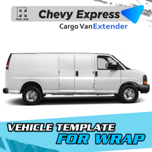 VEHICLE TEMPLATE FOR WRAP CHEVY EXPRESS EXTENDER CARGO VAN 1:1 Scale