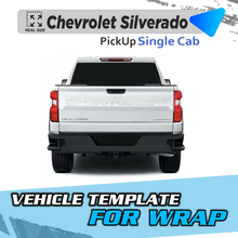 VEHICLE TEMPLATE FOR WRAP CHEVROLET SILVERADO SINGLE CAB BED 8'