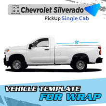 VEHICLE TEMPLATE FOR WRAP CHEVROLET SILVERADO SINGLE CAB BED 8'