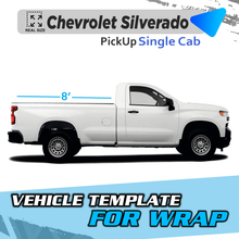 VEHICLE TEMPLATE FOR WRAP CHEVROLET SILVERADO SINGLE CAB BED 8'