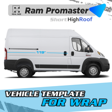 VEHICLE TEMPLATE FOR WRAP RAM PROMASTER HIGH ROOF SHORT 1:1 Scale