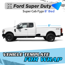 VEHICLE TEMPLATE FOR WRAP FORD SUPER DUTY 350 SUPER CAB BED 8'