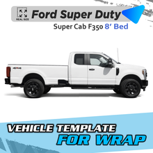 VEHICLE TEMPLATE FOR WRAP FORD SUPER DUTY 350 SUPER CAB BED 8'