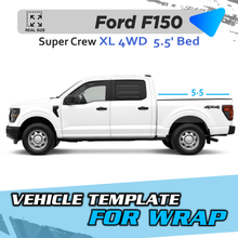 VEHICLE TEMPLATE FOR WRAP FORD F150 SUPER CREW  BED 5'5  1:1 Scale