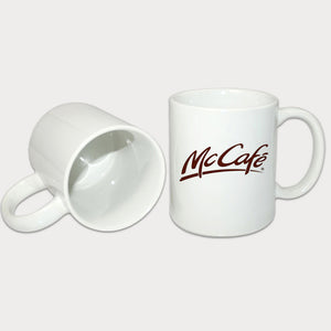 Custom White Ceramic Mug, 11oz with wraparound image, 3" X 8.5" print area
